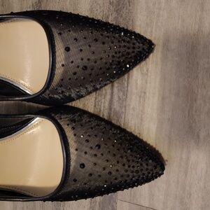 Elegant Black Mesh Women's Heels